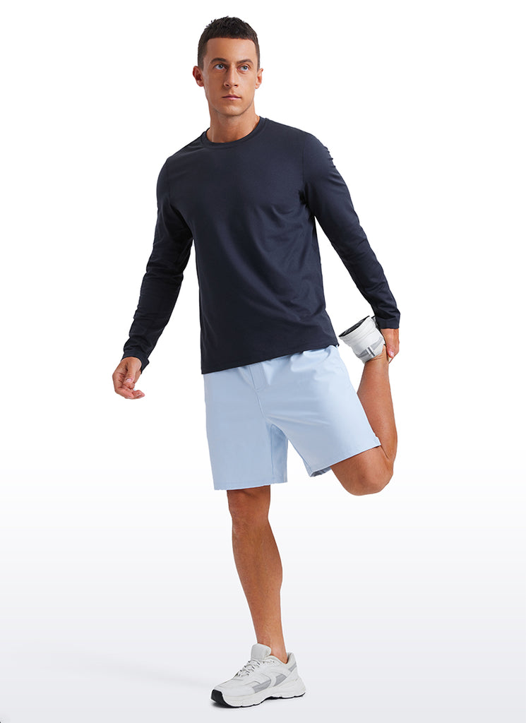 CRZ YOGA Men's Casual Classic Fit Crewneck Sweatshirts Long Sleeves Navy