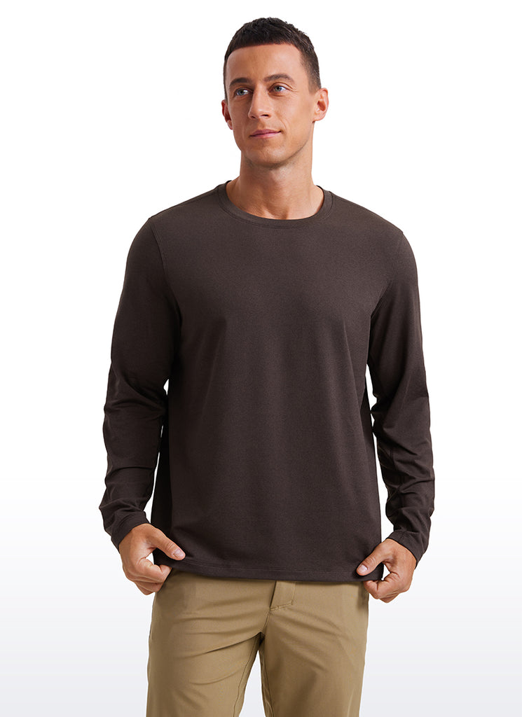 CRZ YOGA Men's Casual Classic Fit Crewneck Sweatshirts Long Sleeves Navy