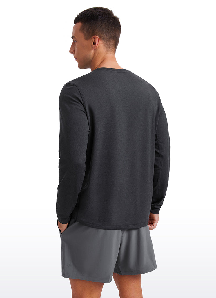 CRZ YOGA Men's Casual Classic Fit Crewneck Sweatshirts Long Sleeves Platinum Grey