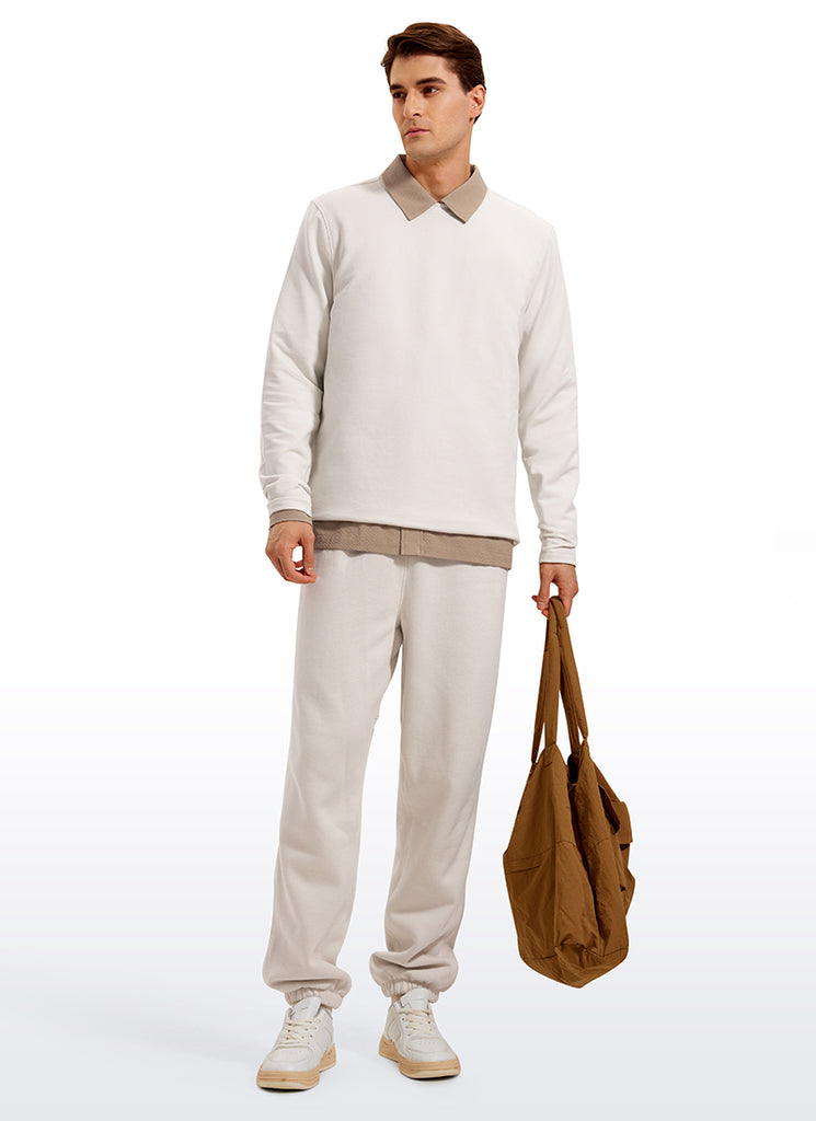 CRZ YOGA Men's Casual Classic Fit Pullover Sweatshirts Long Sleeves Milky White