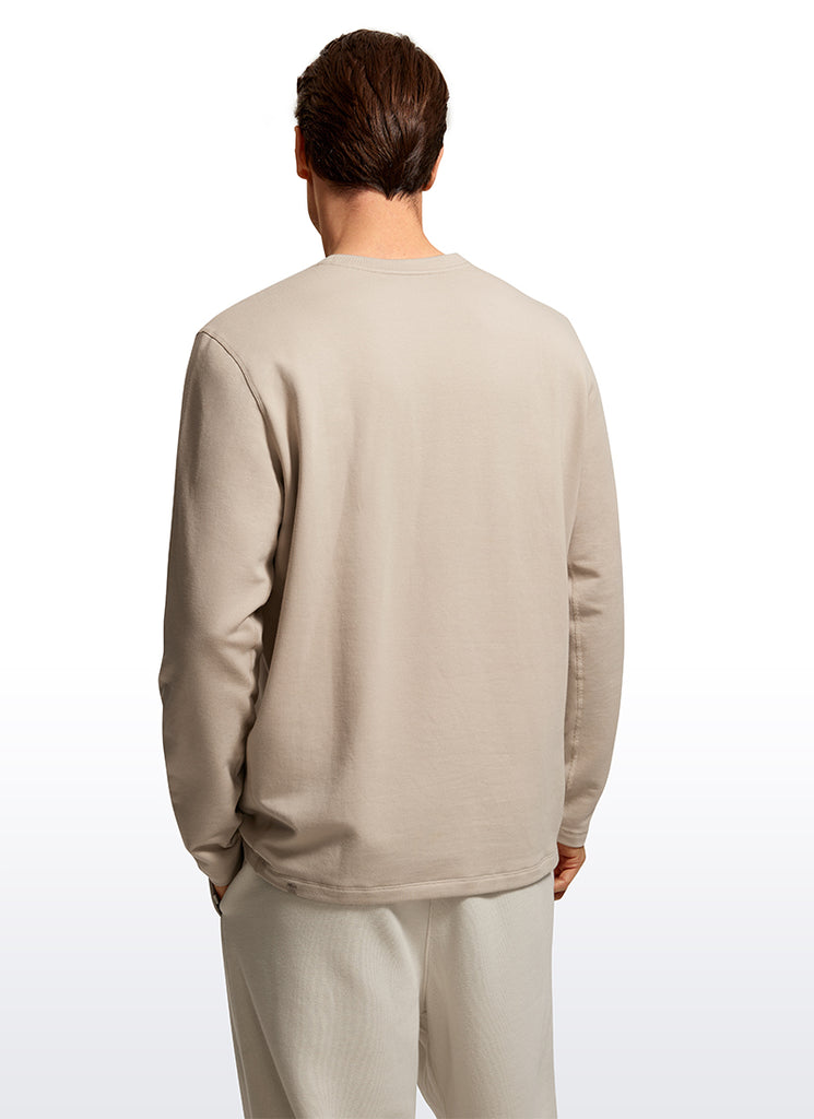CRZ YOGA Men's Casual Classic Fit Pullover Sweatshirts Long Sleeves Mojave Tan