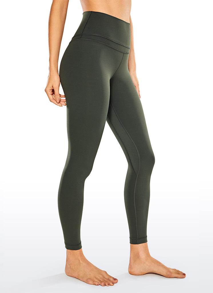 CRZ YOGA Women's Yoga Train High Rise Nakedfeel Leggings 25" 7/8 Pants Grey Olive