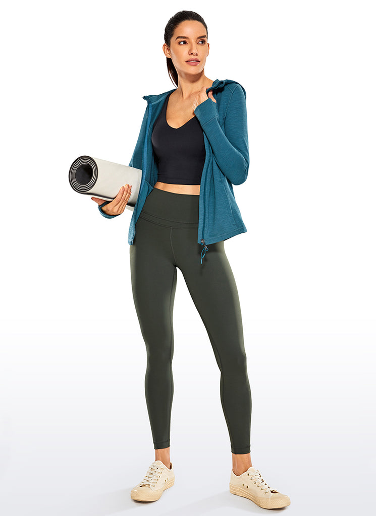 CRZ YOGA Women's Yoga Train High Rise Nakedfeel Leggings 25" 7/8 Pants Grey Olive