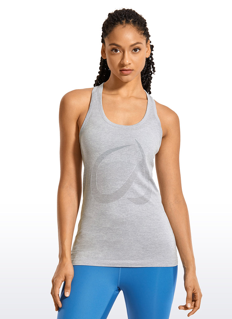 CRZ YOGA Women's Train Slim Fit Tops Speedy Seamless Racerback Tank White