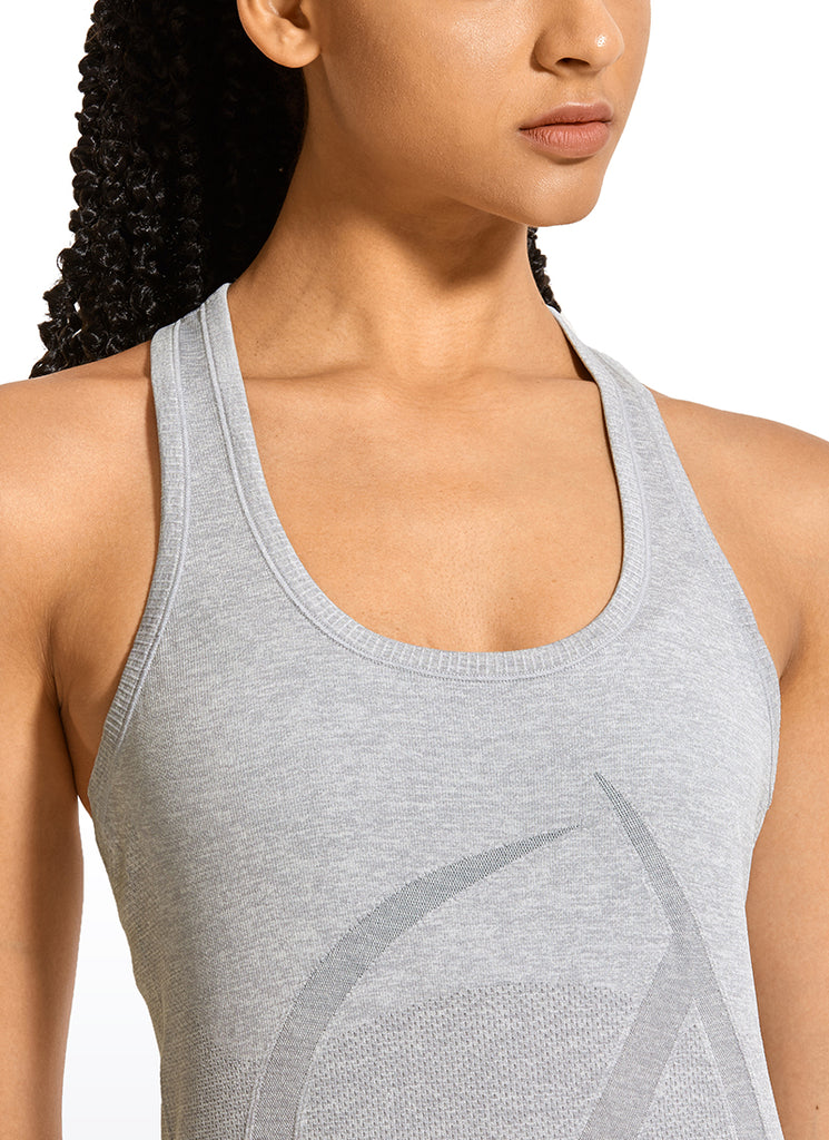 CRZ YOGA Women's Train Slim Fit Tops Speedy Seamless Racerback Tank Heather Grey