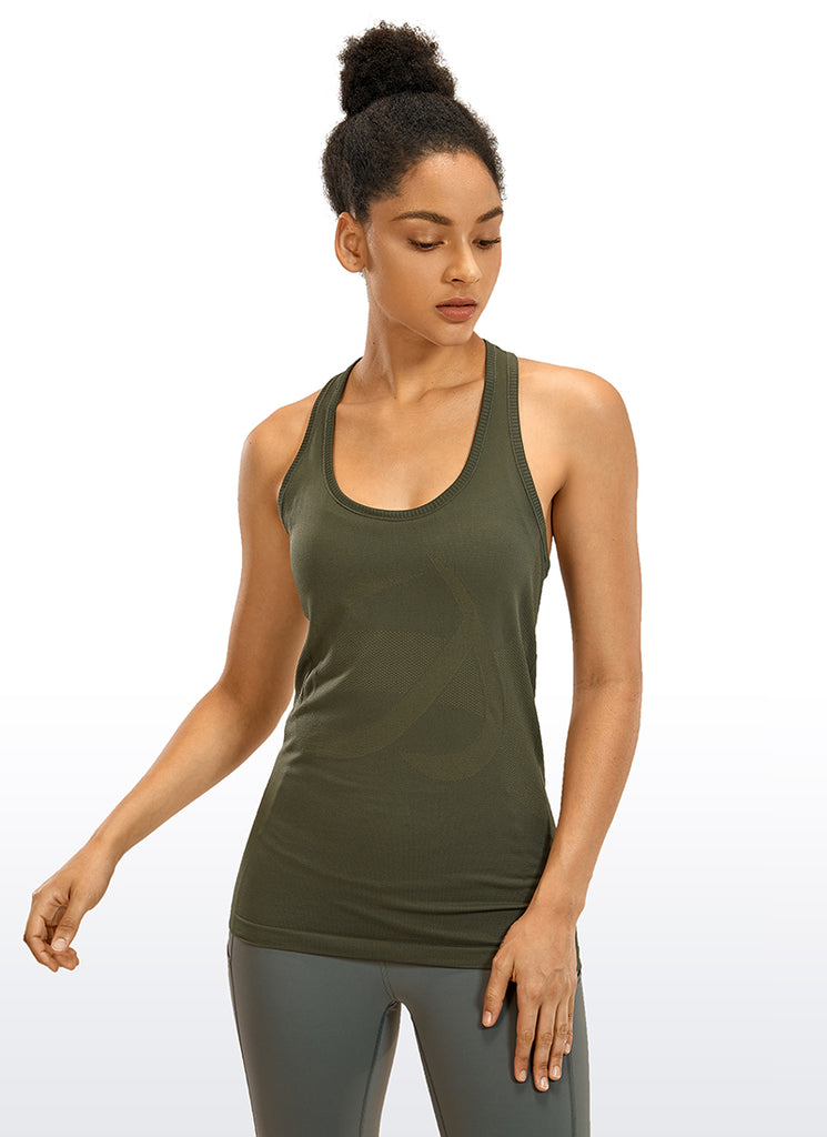 CRZ YOGA Women's Train Slim Fit Tops Speedy Seamless Racerback Tank Dark Olive