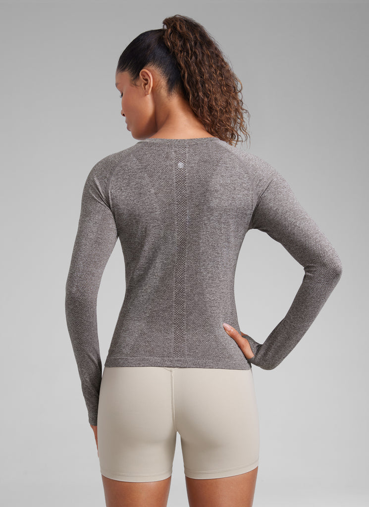 CRZ YOGA Women's Running Quick Dry Shirts Seamless Long Sleeves Strawberry Pink