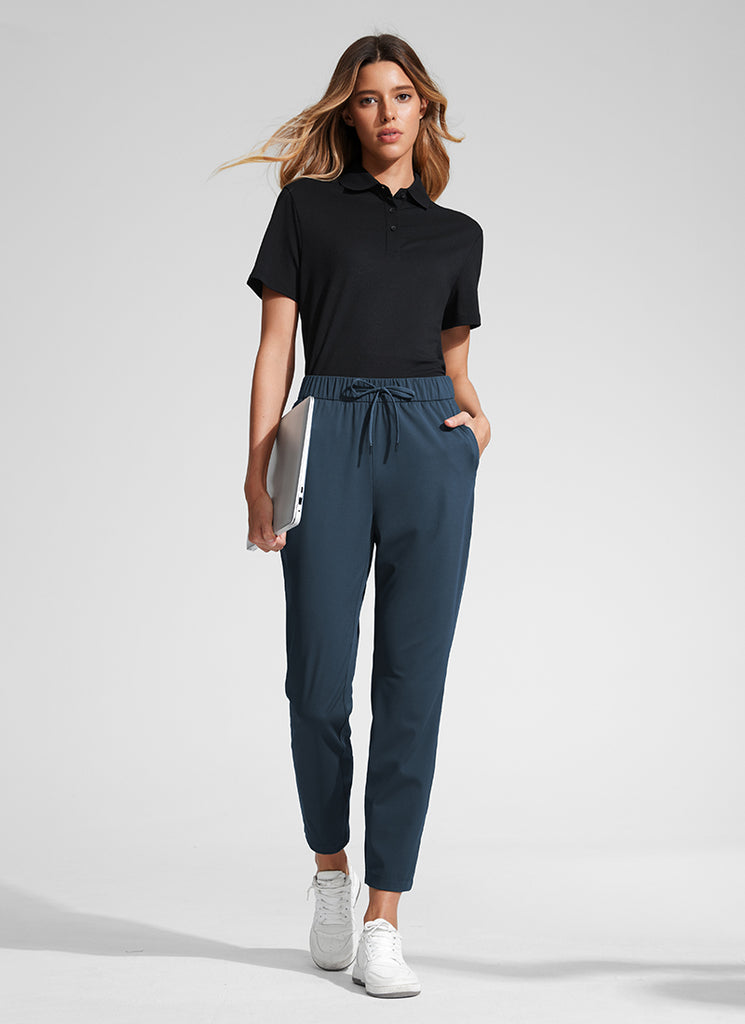 CRZ YOGA Women's Travel Slim Fit Stretch Drawstring 7/8 Pants 27'' True Navy