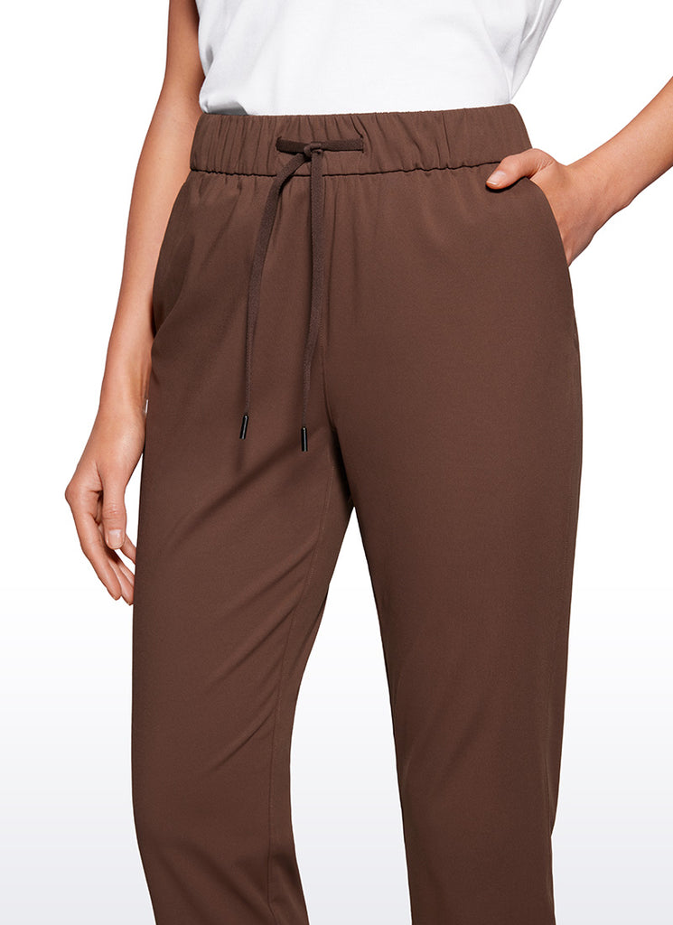 CRZ YOGA Women's Travel Slim Fit Stretch Drawstring 7/8 Pants 27'' Coffee Brown