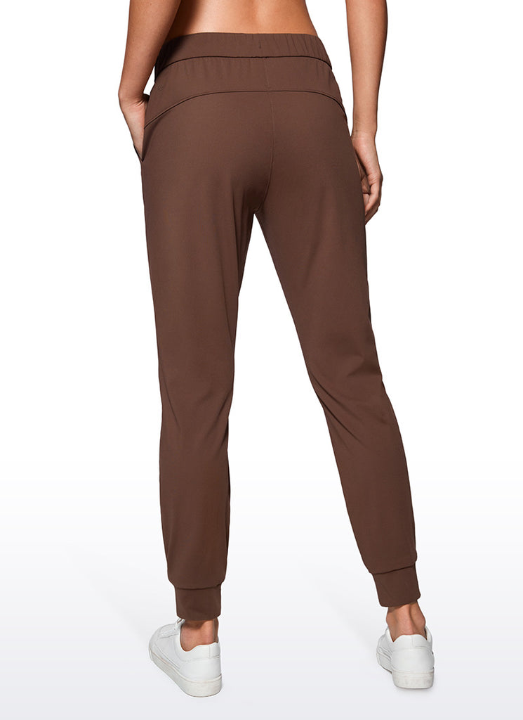 CRZ YOGA Women's Travel Slim Fit Stretch Drawstring Jogger 27'' Coffee Brown