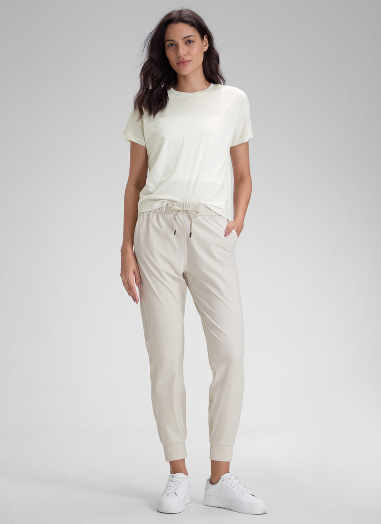 CRZ YOGA Women's Travel Slim Fit Stretch Drawstring Jogger 27'' Forest Dark Green