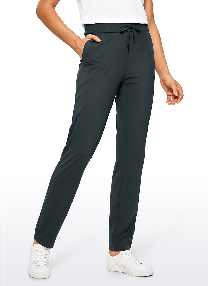 Stretch Drawstring Long Pants with Pockets 31''