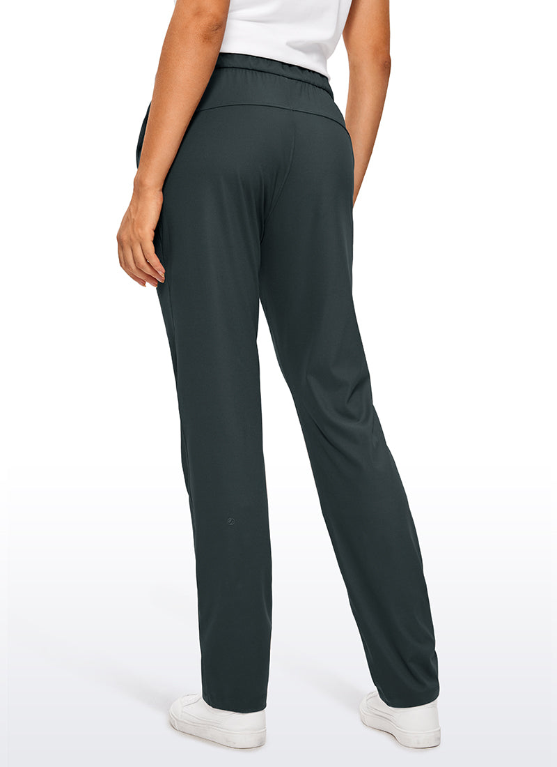 Stretch Drawstring Long Pants with Pockets 31''