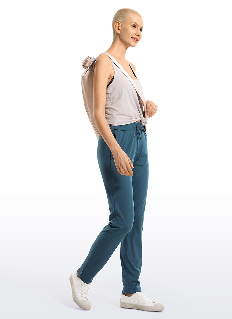 Stretch Drawstring Long Pants with Pockets 31''