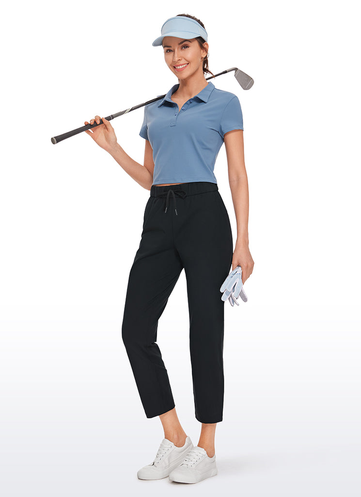 CRZ YOGA Women's Travel Slim Fit Stretch On the Travel Pants 25'' Black