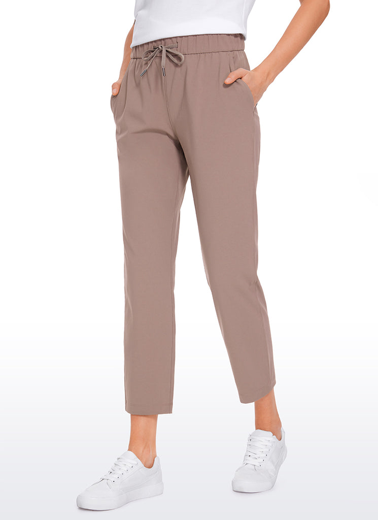 CRZ YOGA Women's Travel Slim Fit Stretch On the Travel Pants 25'' Taupe