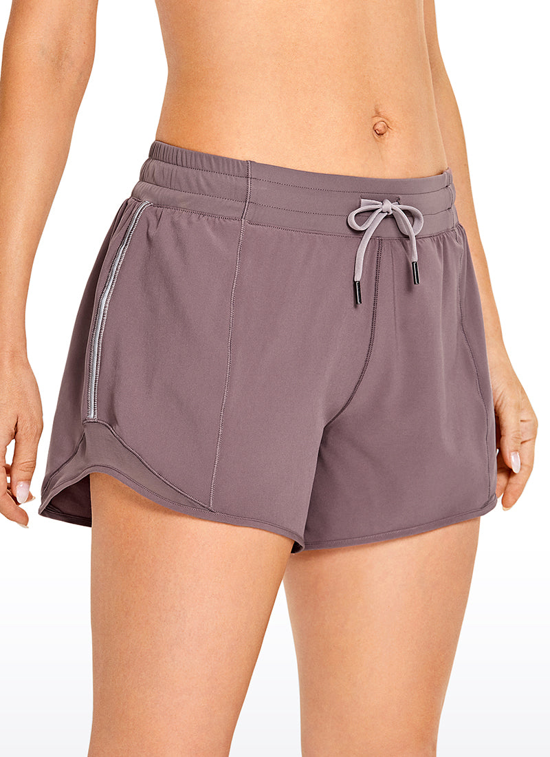 Feathery-Fit Mid-Rise Lined Shorts with Drawstring 4''