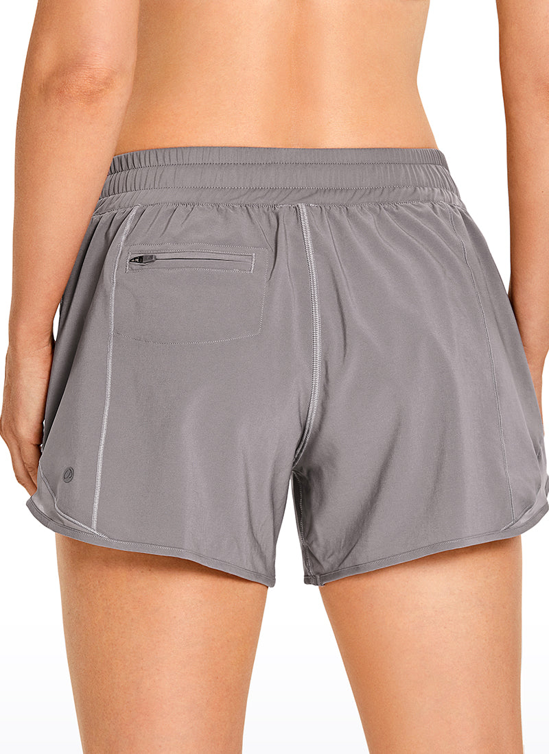 Feathery-Fit Mid-Rise Lined Shorts with Drawstring 4''