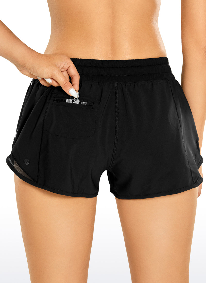 Feathery-Fit Mid-Rise Lined Shorts with Drawstring 2.5''