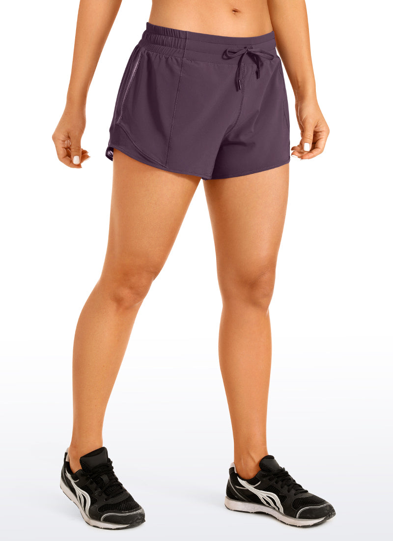 Feathery-Fit Mid-Rise Lined Shorts with Drawstring 2.5''