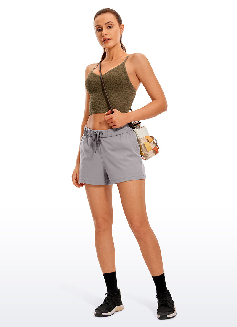 CRZ YOGA Women's Travel Stretch Mid-Rise Drawstring Shorts 2.5