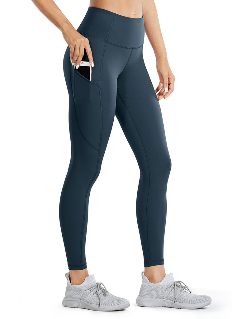 CRZ YOGA Women's Yoga Train High Rise Nakedfeel Pocket Leggings 25'' True Navy