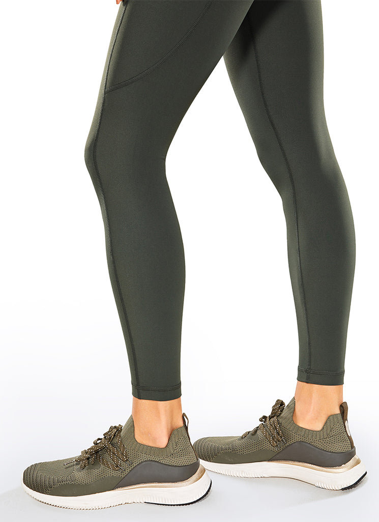 CRZ YOGA Women's Yoga Train High Rise Nakedfeel Pocket Leggings 25'' Grey Olive