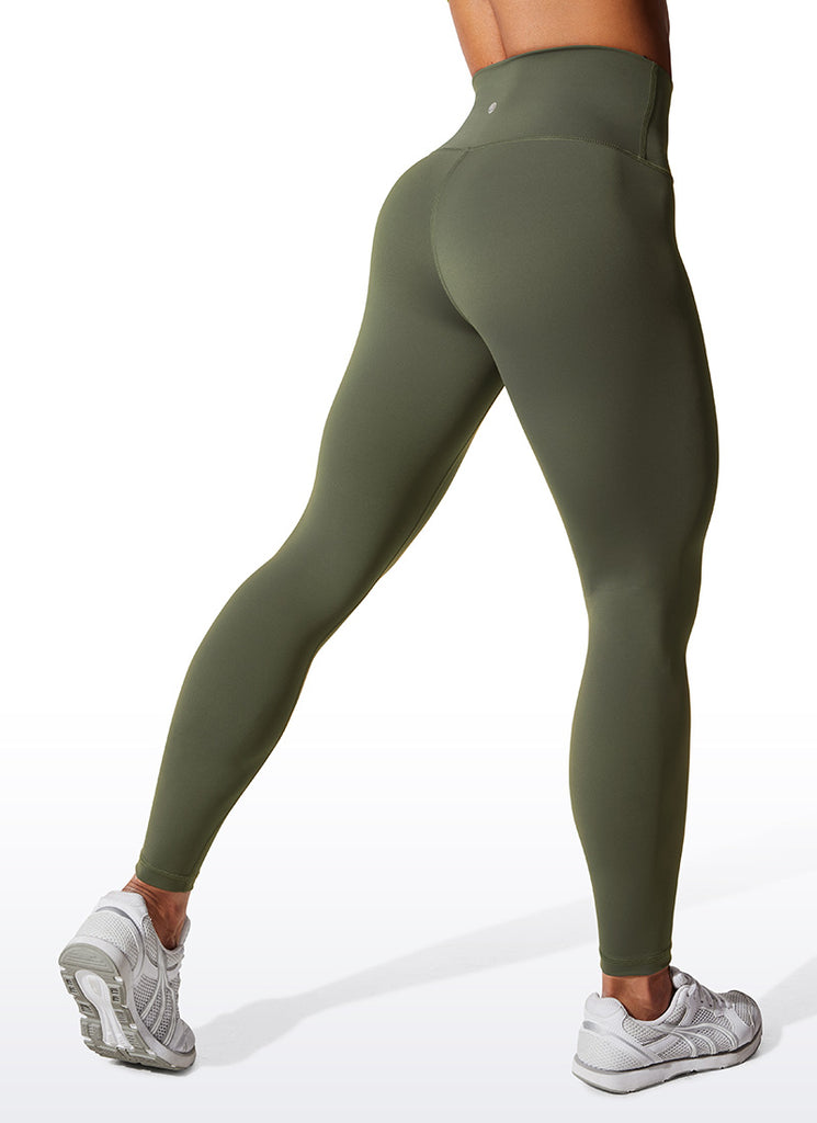 CRZ YOGA Women's Train High Rise Hugged Feel Compression Leggings 28'' Olive Green