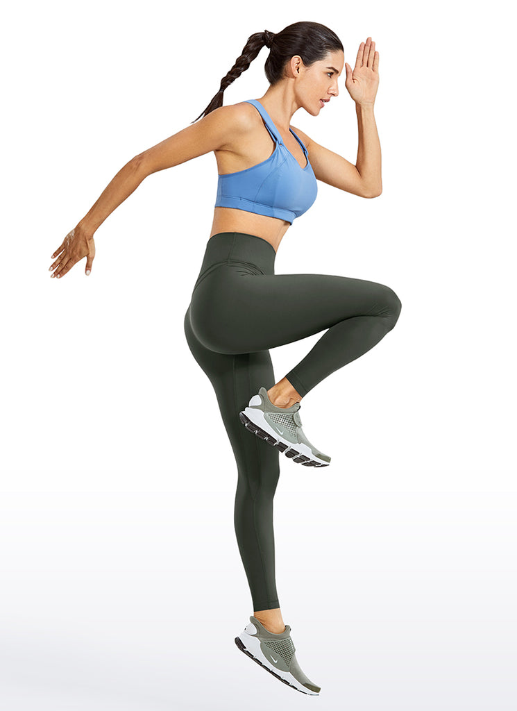 CRZ YOGA Women's Yoga Train High Rise Tall Nakedfeel Leggings 28'' Grey Olive