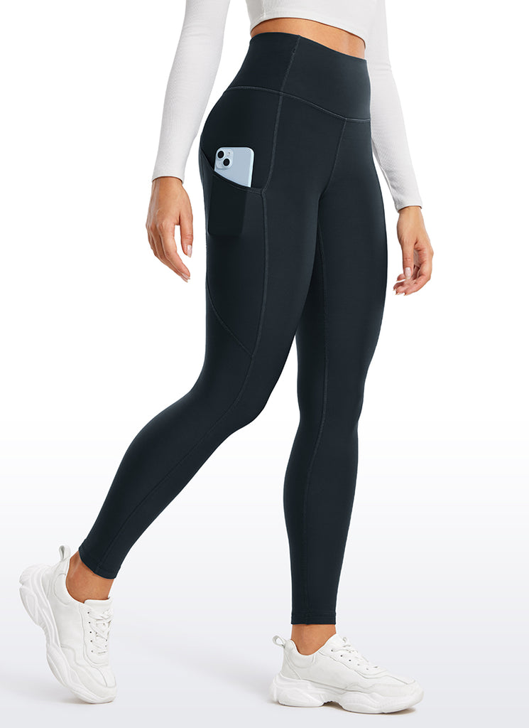 CRZ YOGA Women's High Rise Thermal Fleece Lined Pocket Leggings 28'' True Navy