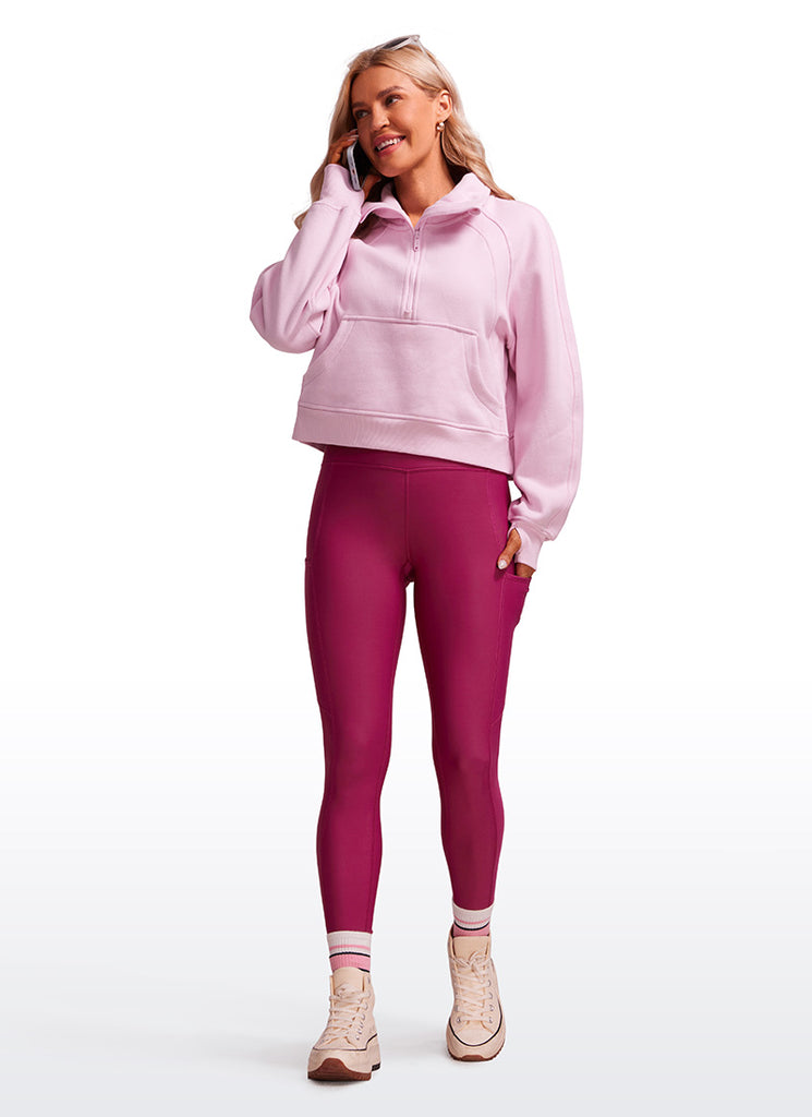 CRZ YOGA Women's High Rise Thermal Fleece Lined Pocket Leggings 28'' Arctic Plum