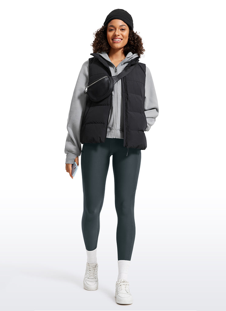 CRZ YOGA Women's High Rise Thermal Fleece Lined Pocket Leggings 28'' Black