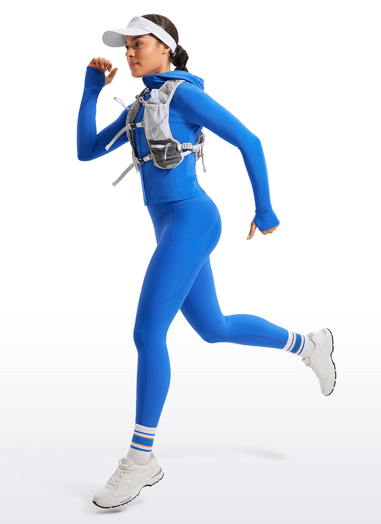 CRZ YOGA Women's High Rise Thermal Fleece Lined Pocket Leggings 28'' Granita Pink