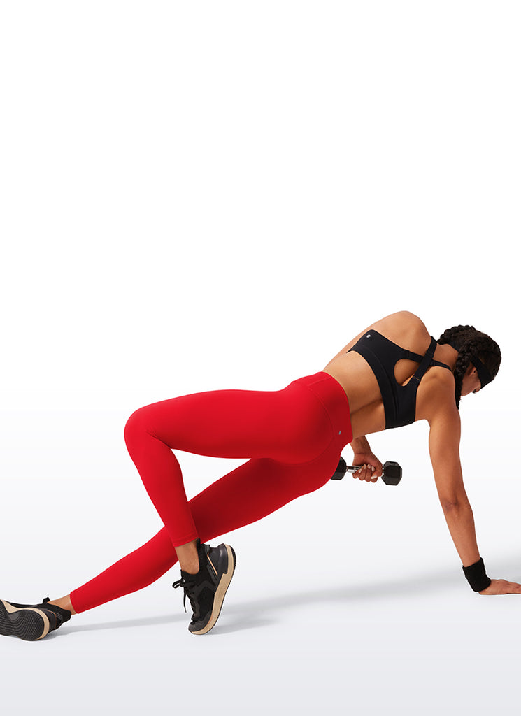 CRZ YOGA Women's Train High Rise Hugged Feel Compression Leggings 25'' Hot Fudge Brown