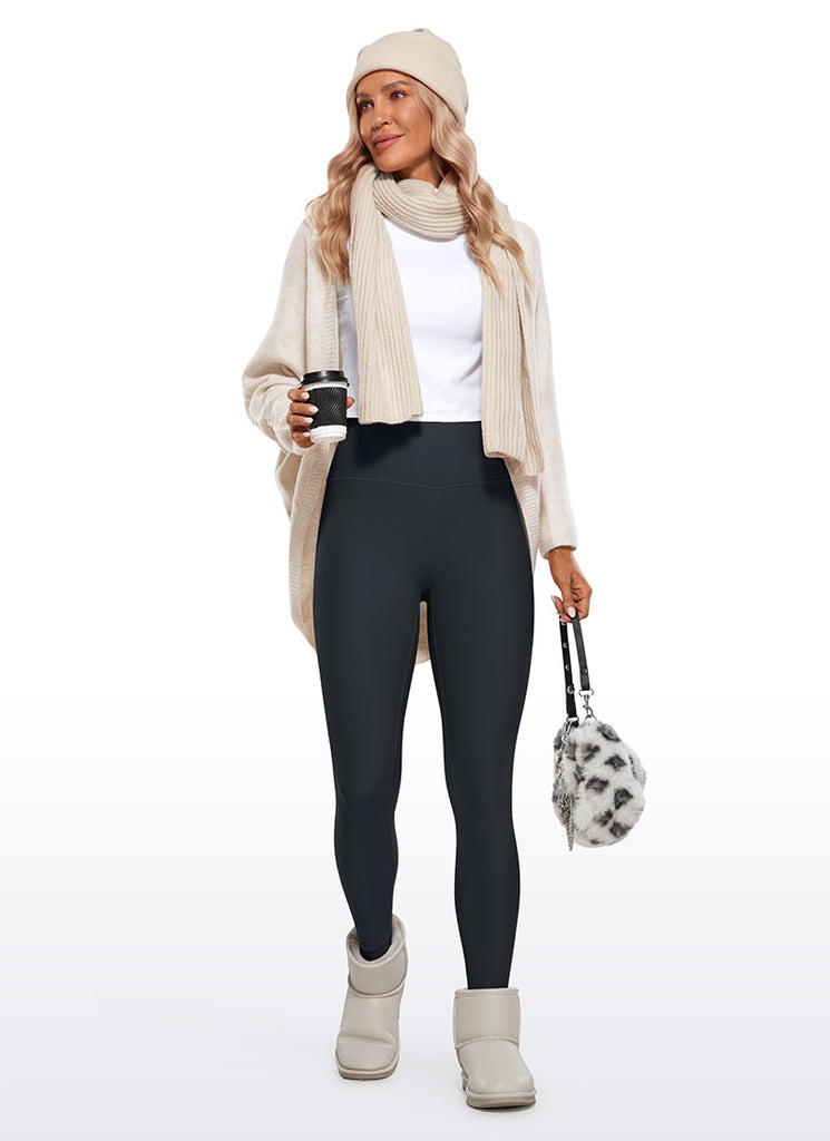 CRZ YOGA Women's Winter High Rise Thermal Fleece Lined Leggings 28'' Ink Gray