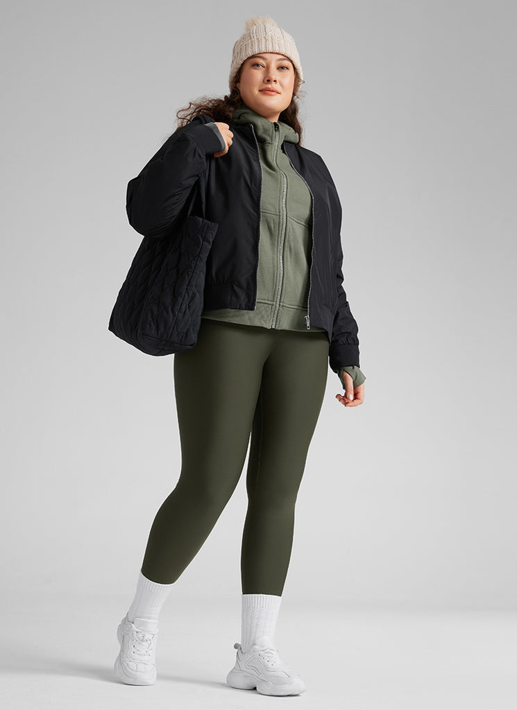 CRZ YOGA Women's Winter High Rise Thermal Fleece Lined Leggings 28'' Magenta Purple