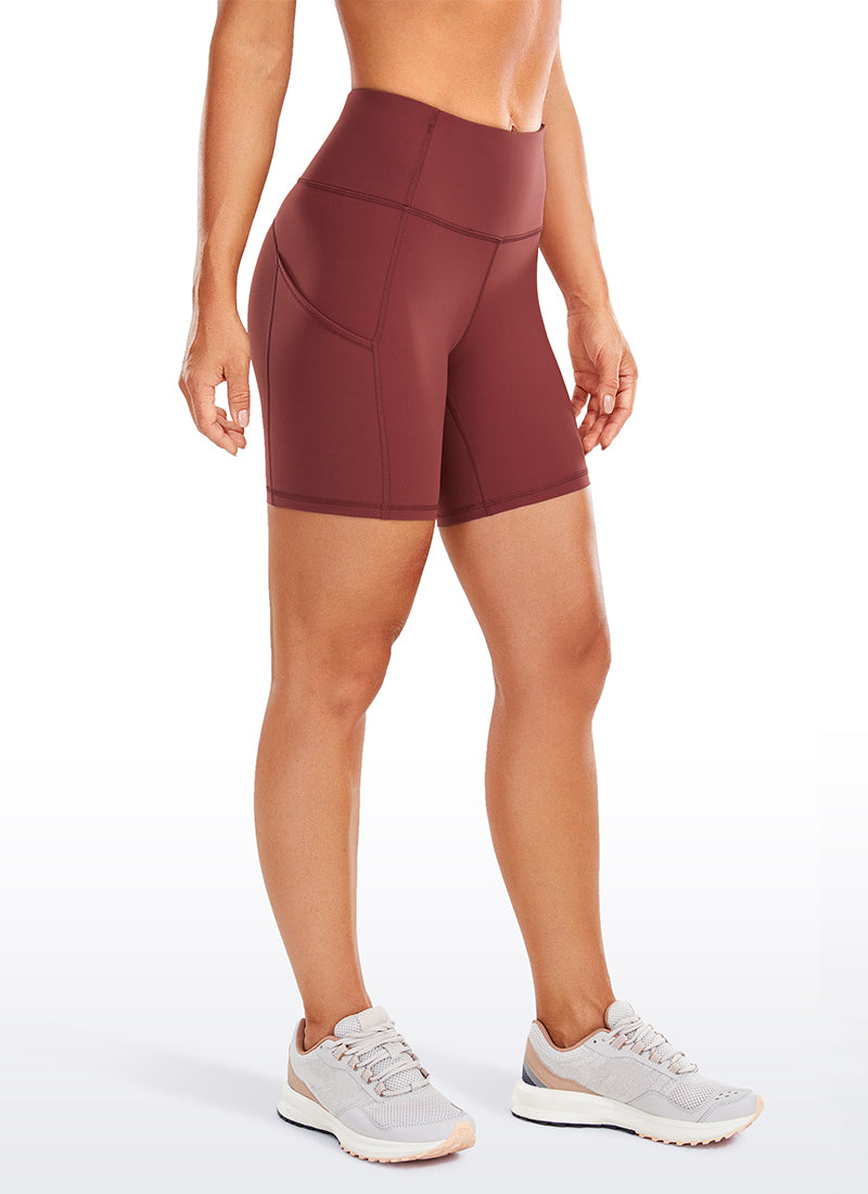 CRZ YOGA Women's Run High Rise Biker Nakedfeel Light Pocket Shorts 6'' Savannah @model_info:L