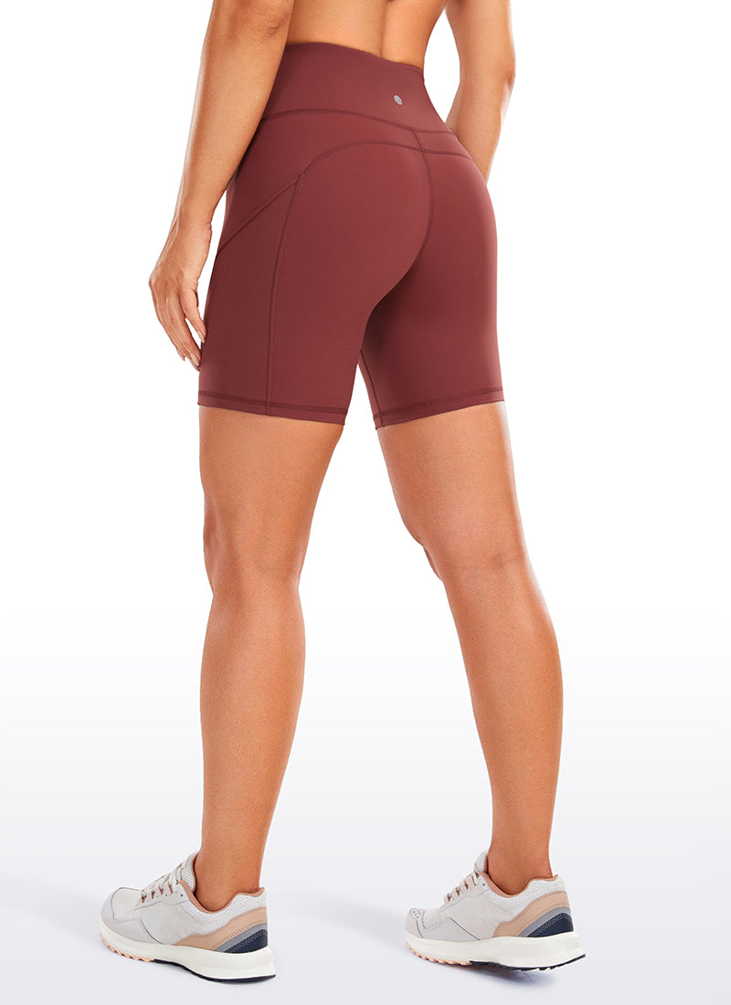 CRZ YOGA Women's Run High Rise Biker Nakedfeel Light Pocket Shorts 6'' Savannah @model_info:L