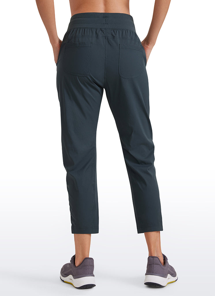 CRZ YOGA Women's Travel Slim Fit Striped Pants 25'' Cinched Leg Melanite
