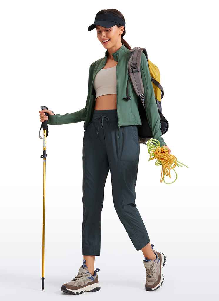 CRZ YOGA Women's Travel Slim Fit Striped Pants 25'' Cinched Leg Melanite