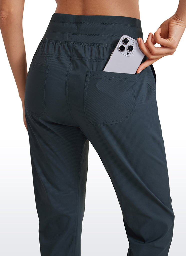 CRZ YOGA Women's Travel Slim Fit Striped Pants 25'' Cinched Leg Melanite