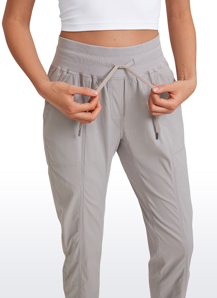 CRZ YOGA Women's Travel Slim Fit Striped Pants 25'' Cinched Leg Dark Chrome