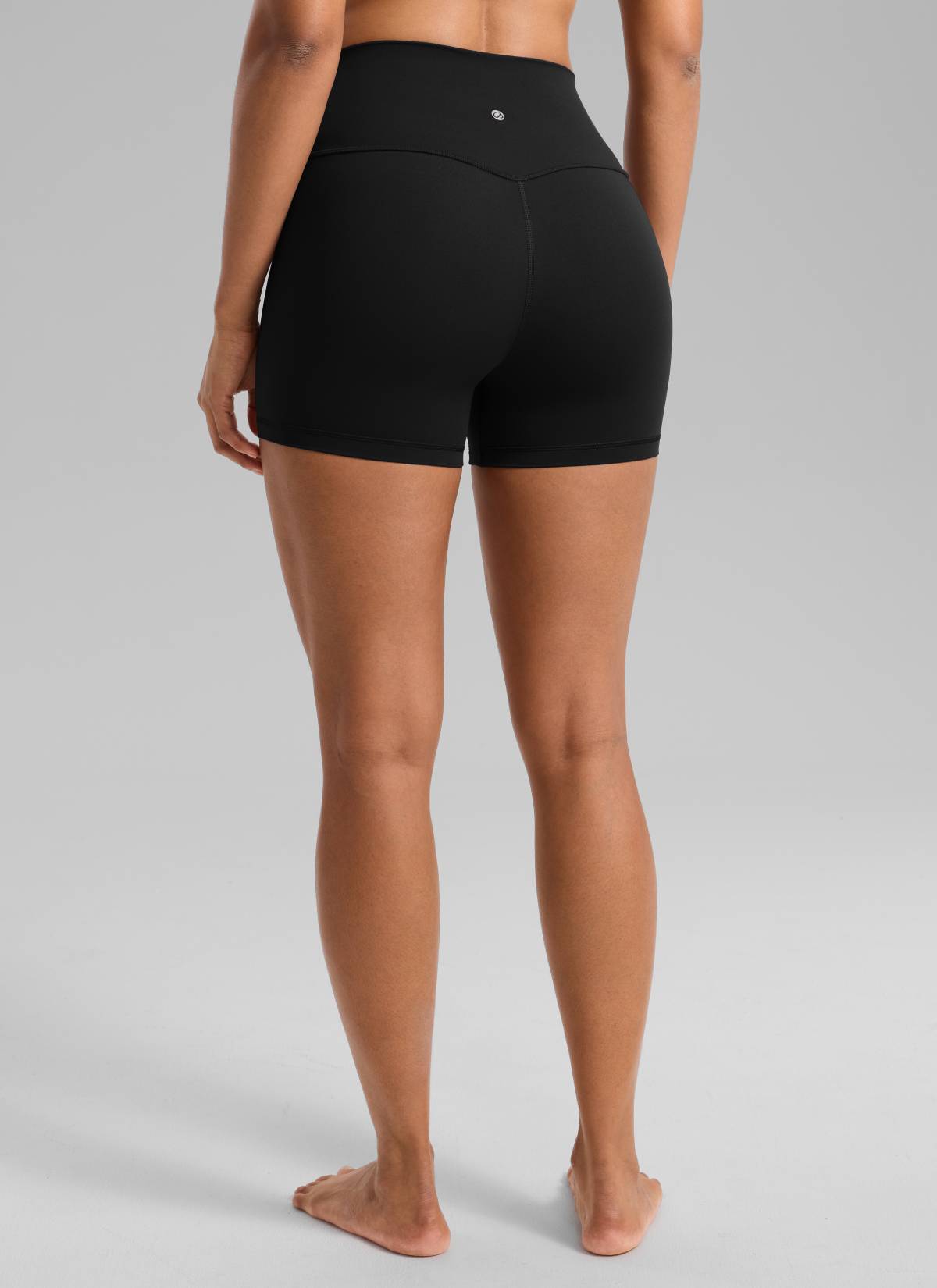 CRZ YOGA Women's Yoga High Rise Biker Shorts Nakedfeel Shorts 4'' Black @model_info:Barbara