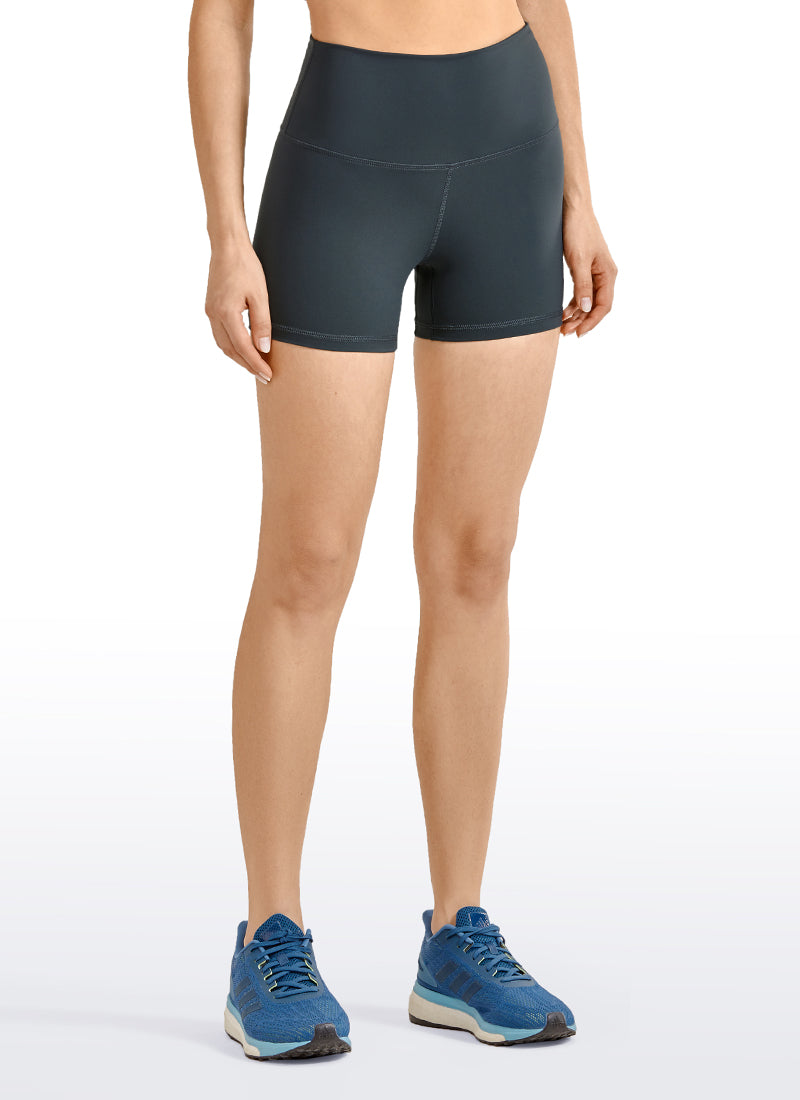 CRZ YOGA Women's Yoga High Rise Biker Shorts Nakedfeel Shorts 4'' Melanite @model_info:L