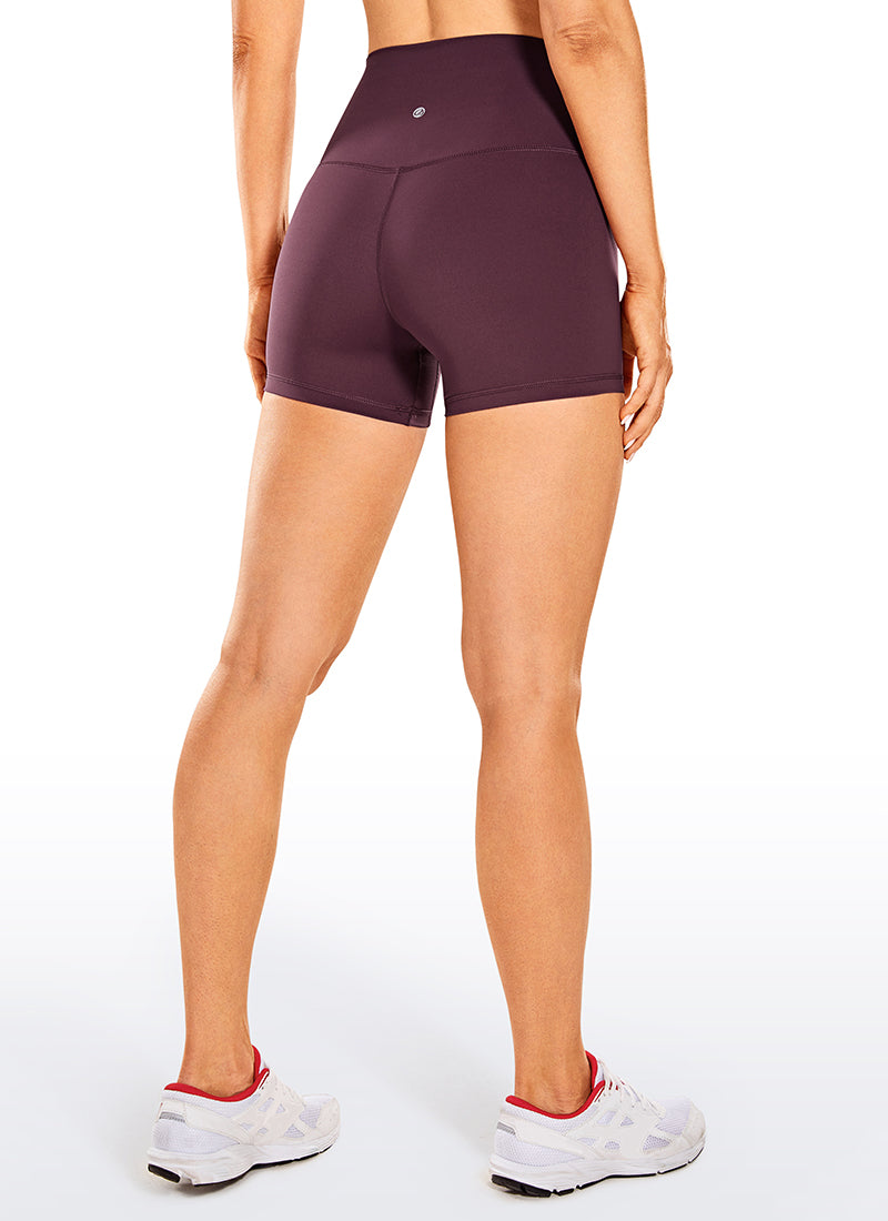 CRZ YOGA Women's Yoga High Rise Biker Shorts Nakedfeel Shorts 4'' Dark Russet