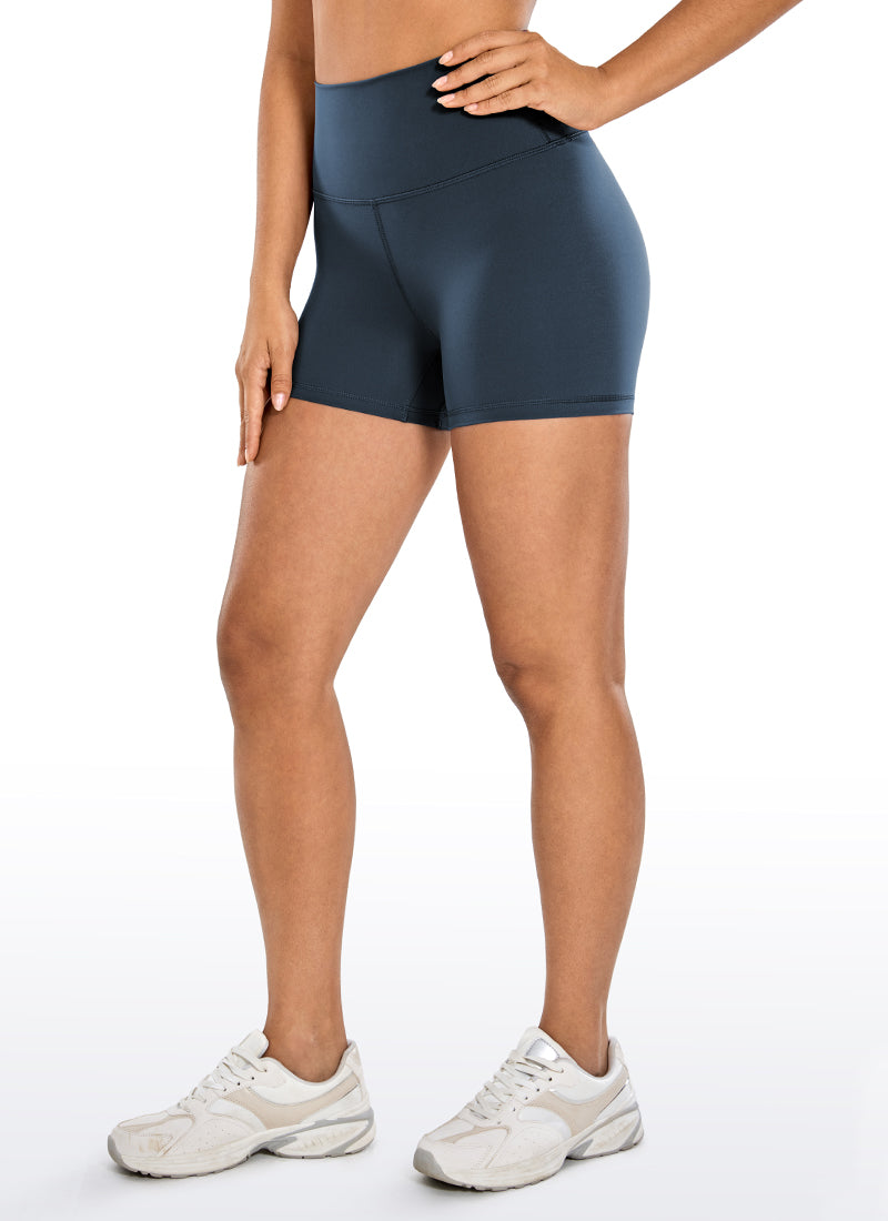 CRZ YOGA Women's Yoga High Rise Biker Shorts Nakedfeel Shorts 4'' True Navy