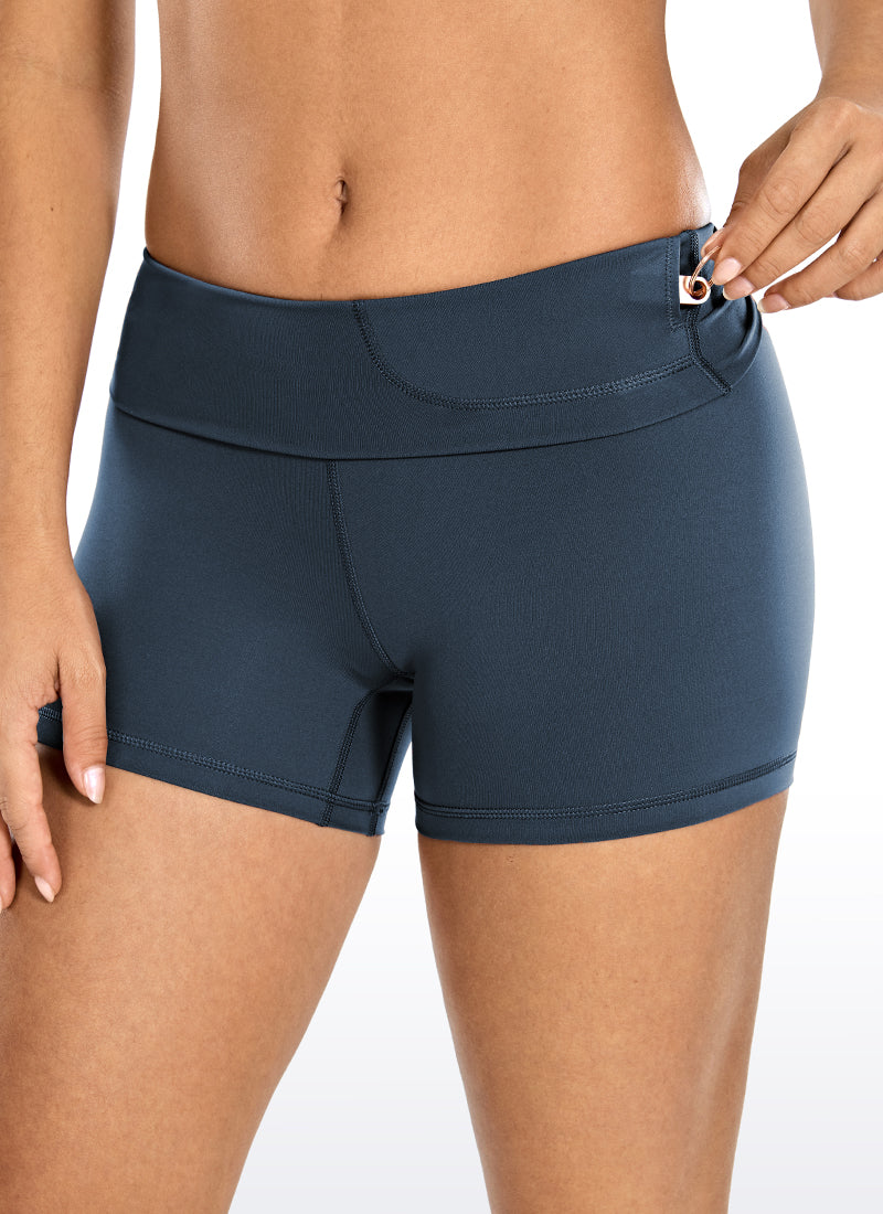 CRZ YOGA Women's Yoga High Rise Biker Shorts Nakedfeel Shorts 4'' True Navy