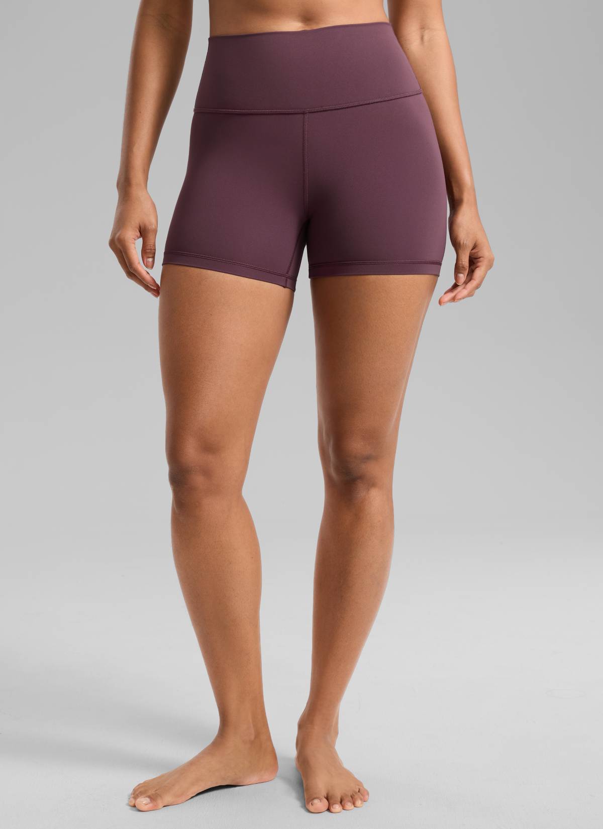 CRZ YOGA Women's Yoga High Rise Biker Shorts Nakedfeel Shorts 4'' Arctic Plum