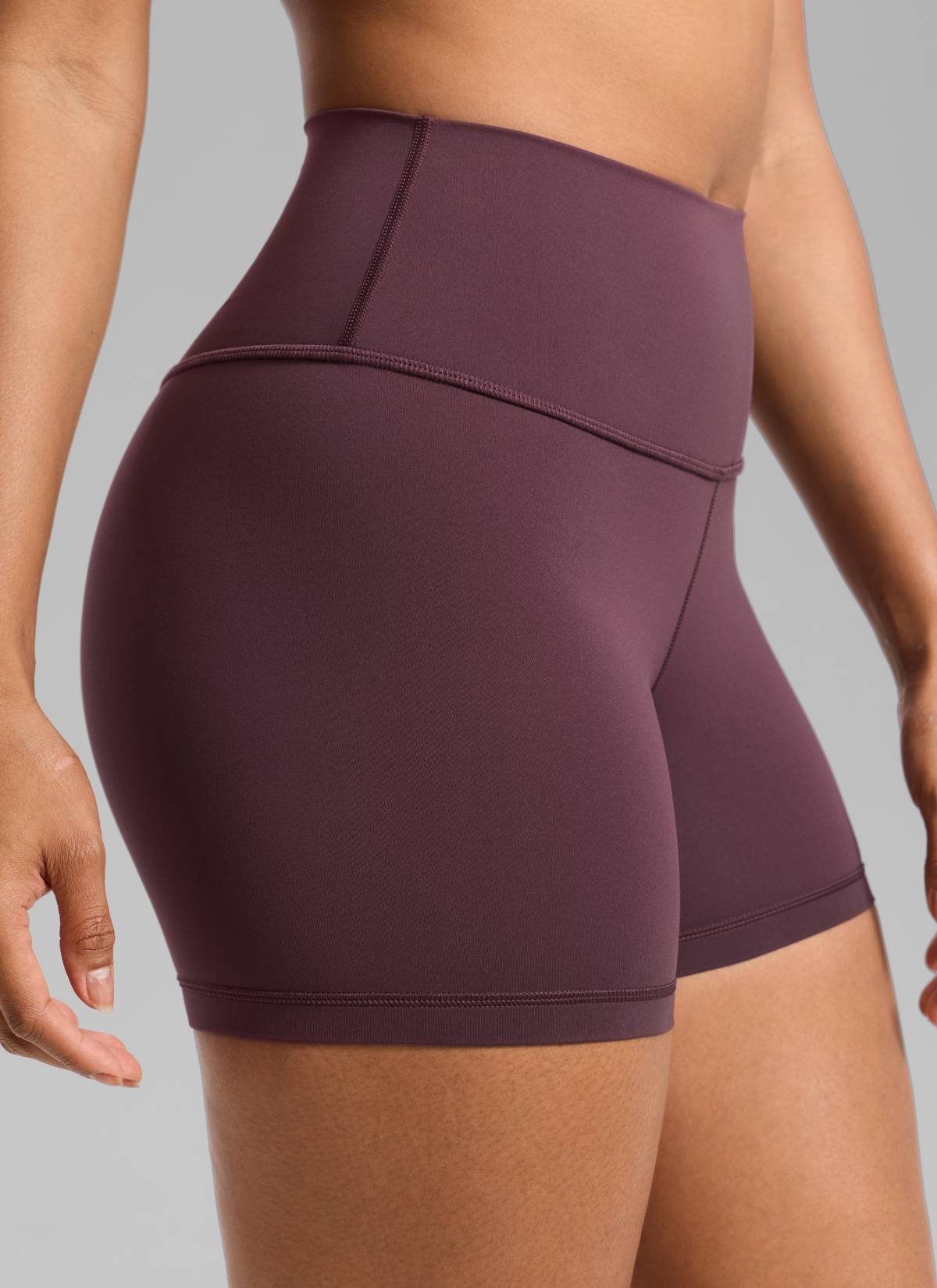 CRZ YOGA Women's Yoga High Rise Biker Shorts Nakedfeel Shorts 4'' Arctic Plum