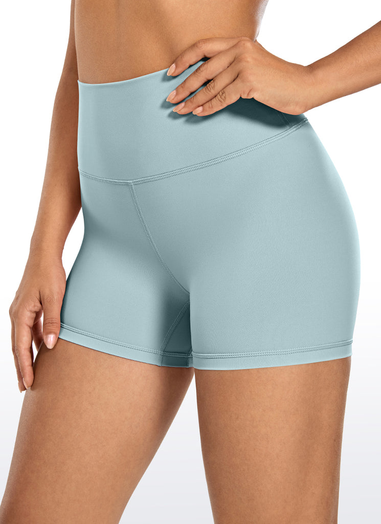 CRZ YOGA Women's Yoga High Rise Biker Shorts Nakedfeel Shorts 4'' Light grayish blue